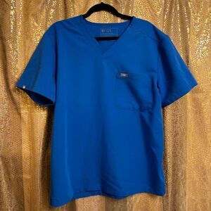 FIGS Royal Blue Leon Scrub Top Medical Nursing Wear Size Large